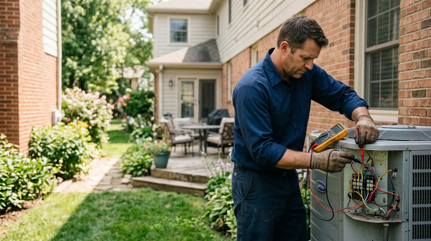 HVAC technician working near Victoria, KS